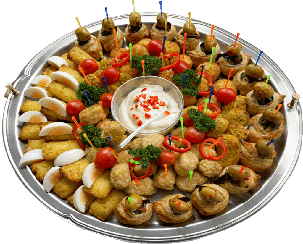 Party-Baier-Catering-Ratingen-Appetizer-Teller-mit-bunten-Beilagen